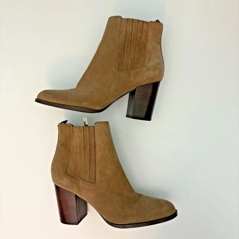 Tommy Hilfiger Ankle Booties Women's Size 10M Brown Suede ‎ Stacked Block heel - Picture 5 of 9